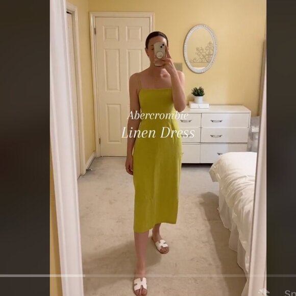 Abercrombie & Fitch SQUARE NECK CLEAN LINEN DRESS - Picture 2 of 5